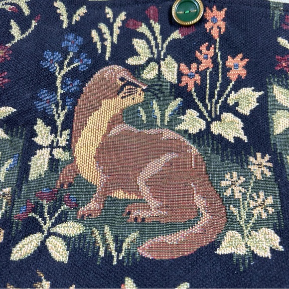 Vintage Robert Allen Woodland Animals Large Tapestry Tote Bag Double Handles - Picture 3 of 10